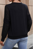 Solid Color Round Neck Lace Long Sleeved Sweatshirt