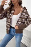 Flip Collar Casual Knitted Sweater Zipper Cardigan