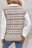 Ethnic Style Jacquard Knitted Long Sleeve Vest 