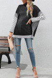Striped Semi High Neck Loose Sweater