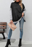 Striped Semi High Neck Loose Sweater