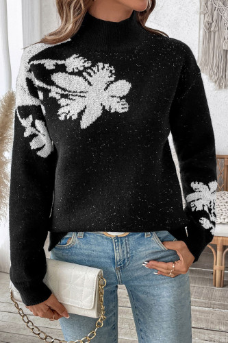 Long Sleeve Round Neck Jacquard Pullover Sweater