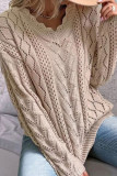 Hollow V-Neck Versatile Knitted Sweater