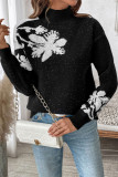 Long Sleeve Round Neck Jacquard Pullover Sweater