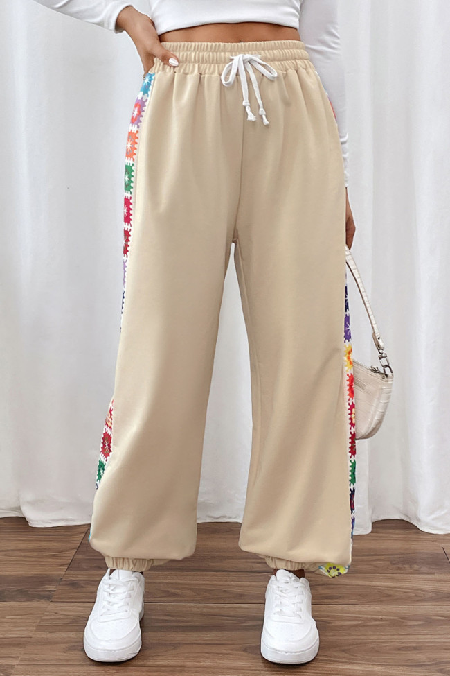 Loose Colored Striped Patchwork Sweatpants