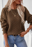 Retro Round Neck Solid Color Knitted Sweater