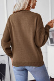 Retro Round Neck Solid Color Knitted Sweater