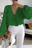 Printed V-Neck Long Sleeved Shirt