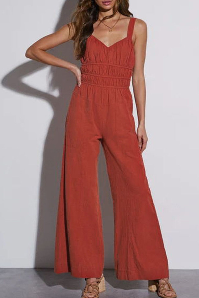 Solid Color Fashionable Camisole Jumpsuit
