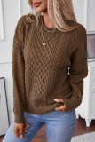 Retro Round Neck Solid Color Knitted Sweater