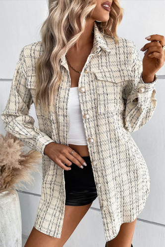 Lapel Plaid Printed Long Sleeved Jacket