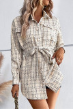 Lapel Plaid Printed Long Sleeved Jacket