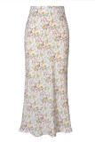 Satin High Waisted Elastic Solid Color Skirt