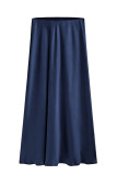 Satin High Waisted Elastic Solid Color Skirt