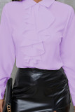 Lotus Leaf Edge Chiffon Long Sleeved Loose Shirt