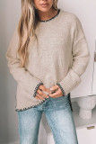 Solid Color Long Sleeved Round Neck Sweater