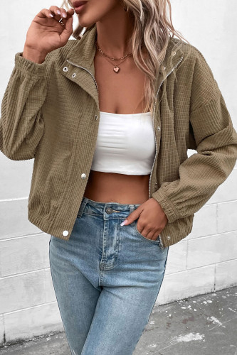 Solid Color Corduroy Long Sleeved Jacket