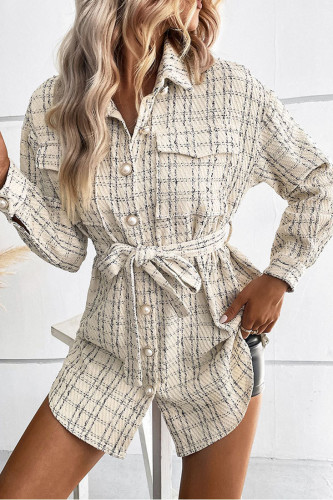 Lapel Plaid Printed Long Sleeved Jacket