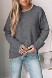 Solid Color Long Sleeved Round Neck Sweater