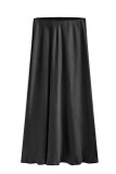 Satin High Waisted Elastic Solid Color Skirt