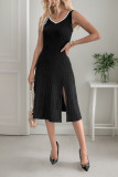 Two Piece Suspender Contrasting Dress