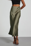 Fashion Satin Solid Color Skirt
