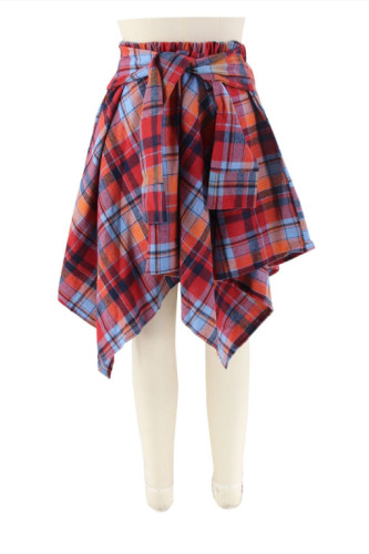 Fashionable Irregular Checkered Printed Skirt