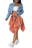 Fashionable Irregular Checkered Printed Skirt