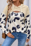 Cow Print Long Sleeved Fake Two-Piece Hoodie