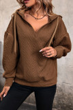 Solid Color Knitted Long Hooded Sweatshirt