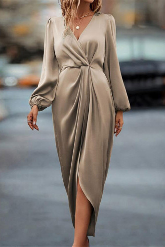 Bubble Sleeve Irregular Long Sleeved Dress