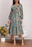 Vintage Floral Lantern Sleeve Dress