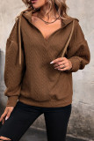 Solid Color Knitted Long Hooded Sweatshirt