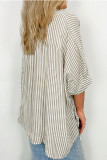 Striped Button Up Mid Sleeved Shirt