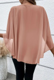 Solid Color Layered Cape Sleeve Chiffon Shirt