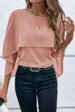 Solid Color Layered Cape Sleeve Chiffon Shirt