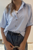 Striped Button Up Mid Sleeved Shirt