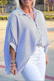 Striped Button Up Mid Sleeved Shirt