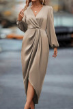Bubble Sleeve Irregular Long Sleeved Dress