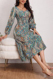 Vintage Floral Lantern Sleeve Dress
