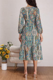 Vintage Floral Lantern Sleeve Dress