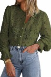 Lace V neck Long Sleeve Shirt