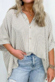 Striped Button Up Mid Sleeved Shirt