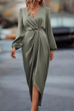 Bubble Sleeve Irregular Long Sleeved Dress