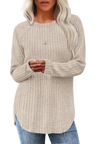 Loose Round Neck Long Sleeved Shirt