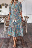 Ethnic Style Printed Short Sleeved Dress