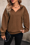 Solid Color Knitted Long Hooded Sweatshirt