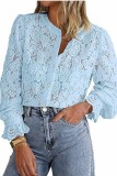 Lace V neck Long Sleeve Shirt