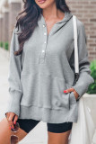 -Neck Solid Color Casual Hooded Sweatshirt