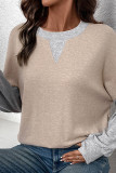 Round Neck Color Block Off Shoulder Sweatshirts